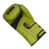 Rewon Excellence Boxhandschuhe R5 in Grün for Kickboxen, Boxen, and Muay Thai. Durable leather boxing gloves for men and women.